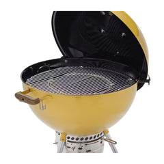 Hot Rod Yellow | Weber Charcoal Kettle. Lid Open Showing Grill.