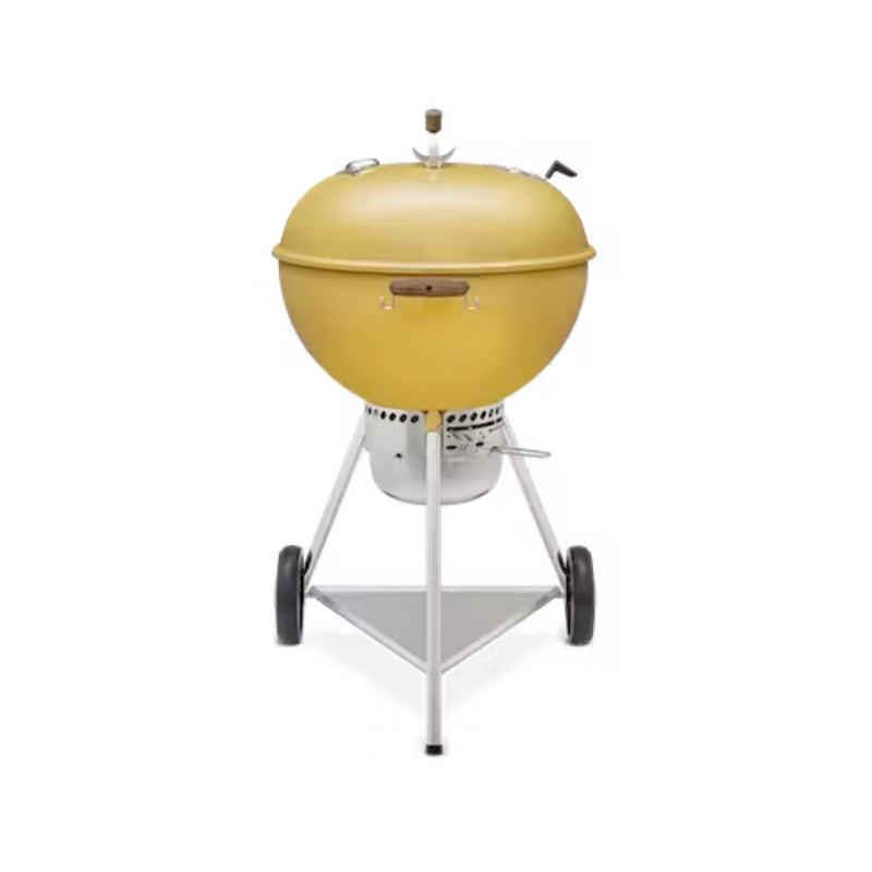 Hot Rod Yellow | Weber Charcoal Kettle. Lid Closed - Front View. 