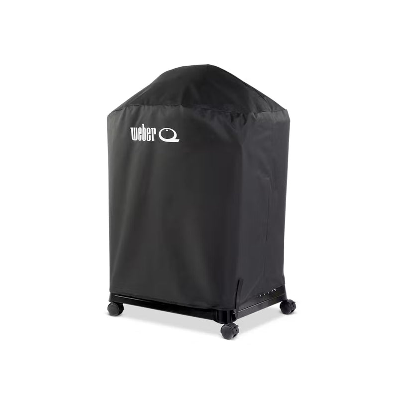 Black | Weber Baby Q And Cart Cover Image Showing Side View.