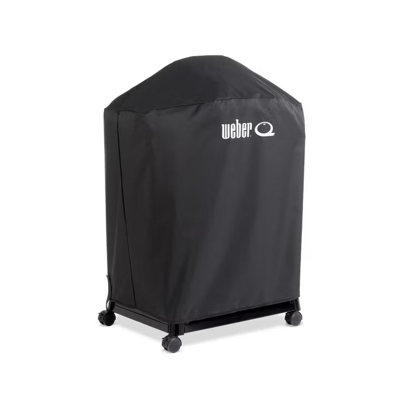 Black | Weber Baby Q And Cart Cover Image Showing Side View.