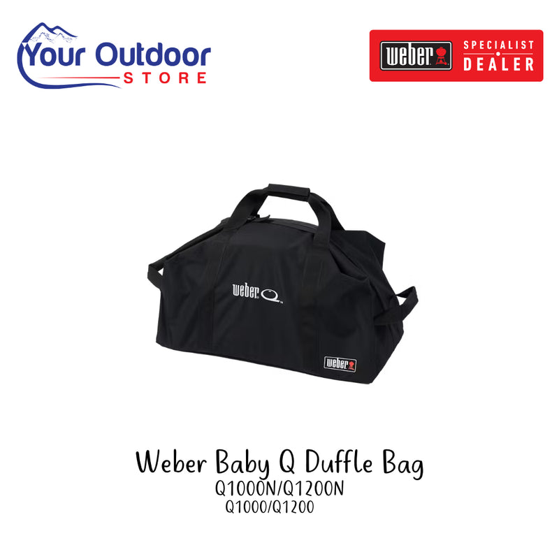 Weber Baby Q Duffle Bag | Hero Image Showing Al Logos And Titles.