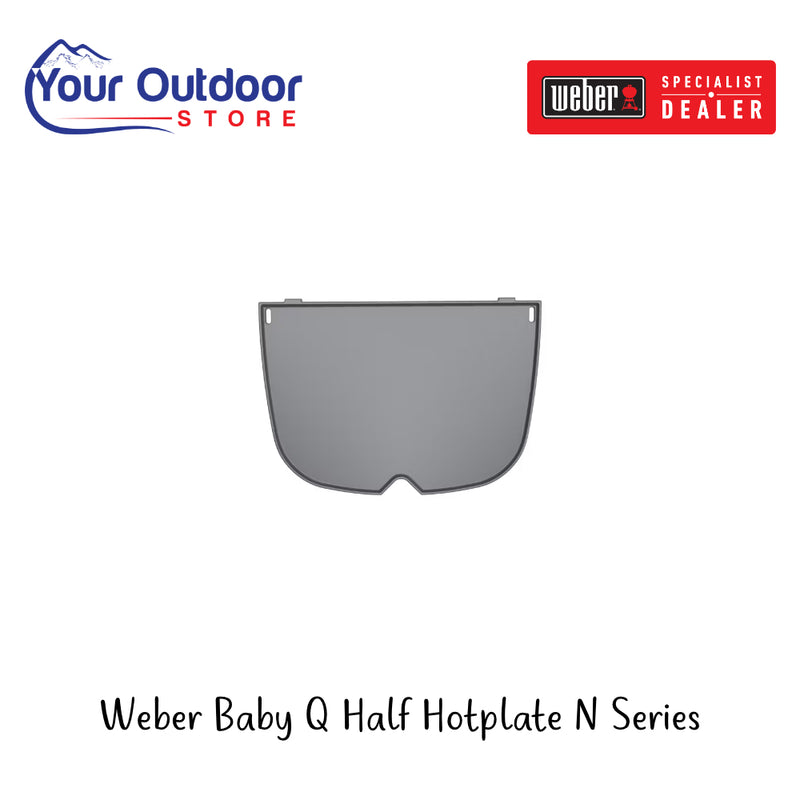 Weber Baby Q Half Hotplate N Series | Hero Image Showing All Logos And Titles.