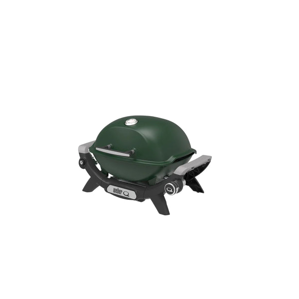 Bushland Green | Weber Baby Q Limited Edition Premium BBQ (Q1200N) Image Showing Angled Front View.