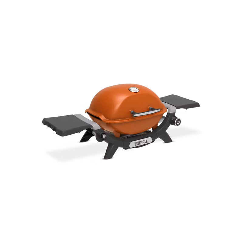 Sunset Orange | Weber Baby Q Limited Edition Premium BBQ (Q1200N) Image Showing Angled Side View.