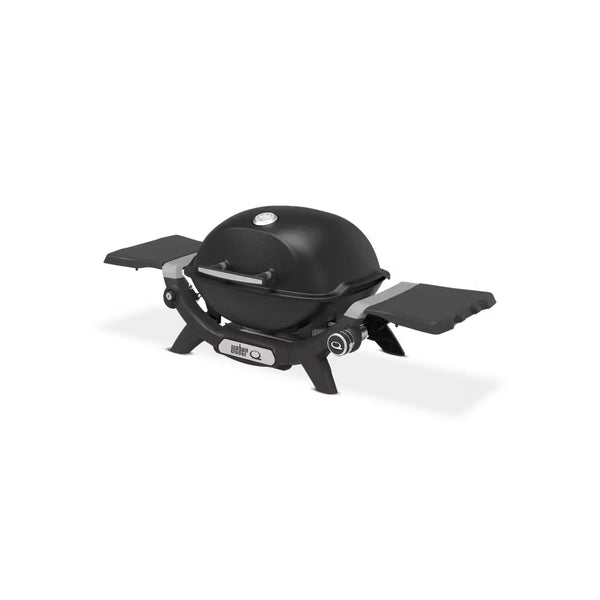 Midnight Black | Weber Baby Q (Q1200N) Premium Barbecue Image Showing Side View.
 