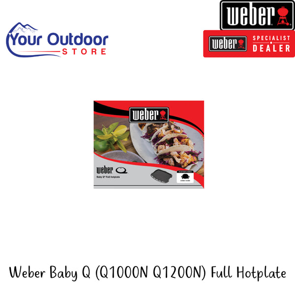 Weber Baby Q (Q1000N - Q1200N) Fill Hotplate | Hero Image Showing All Logos And Titles.