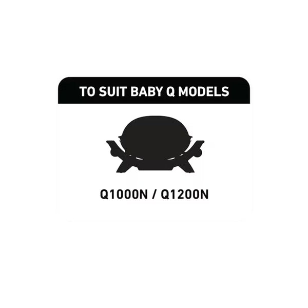 Black |  Weber Baby Q1000N Q1200N Series Premium Barbecue Cover Image Showing Which Models The Cover Will Fit.