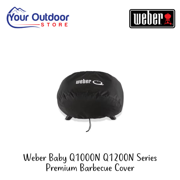 Weber Baby Q1000N Q1200N Series Premium Barbecue Cover | Hero Image Showing All Logos And Titles.
