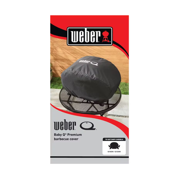 Black |  Weber Baby Q1000N Q1200N Series Premium Barbecue Cover Image Showing The Packaging.