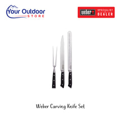 Weber Carving Knife Set. Hero Image Showing logos and Title. 