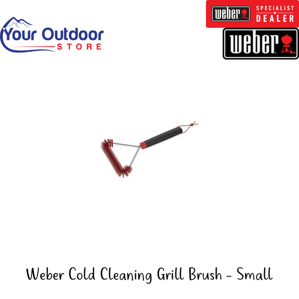 Weber Cold Cleaning Grill Brush - Small | Hero Image Showing All Logos And Titles.