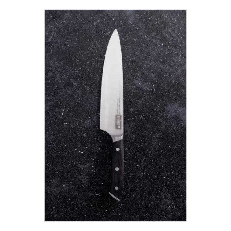 Stainless Steel | Weber Everyday Knife Set. Knife 1 - Chef's Knife - side View.  