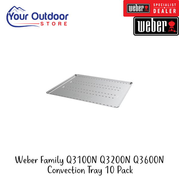 Weber Family Q3100N Q3200N Q3600N Convection Tray 10 Pack | Hero Image Showing All Logos And Titles.