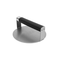 Stainless Steel | Weber Griddle Smashed Burger Press Image Showing Angled Side View.
