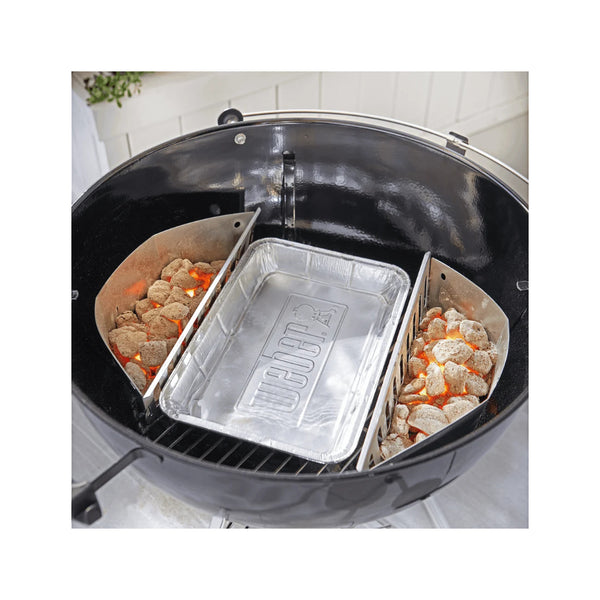 10 Pack | Weber Large Drip Pan Image Showing Drip Pan Being Used In A Weber Bbq.