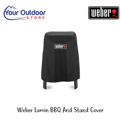 Weber Lumin BBQ And Stand Cover | Hero Image Showing All Logos And Titles.