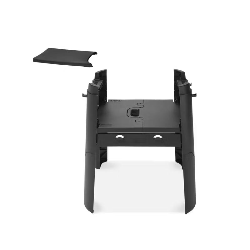 Black | Weber Lumin Electric BBQ With Stand And Side Table Image Showing Front View Of Stand And Side Table, BBQ Not Attached.