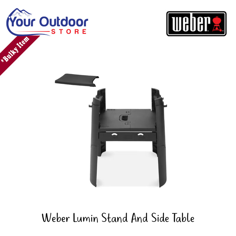 Weber Lumin Stand And Side Table | Hero Image Showing All Logos And Titles.