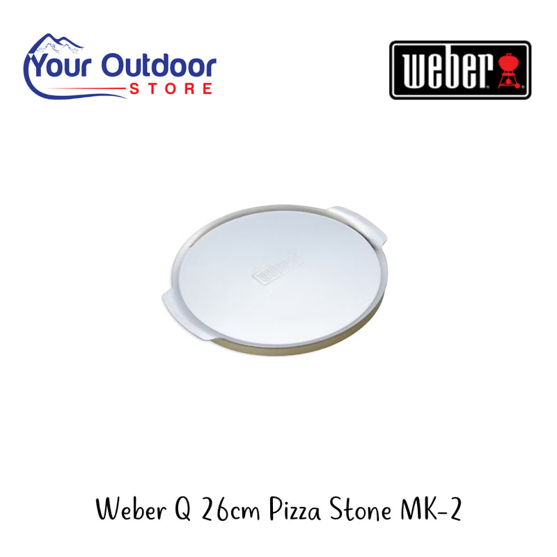 Weber Q 26cm Pizza Stone MK 2 |Hero Image Showing All Logos And Titles.