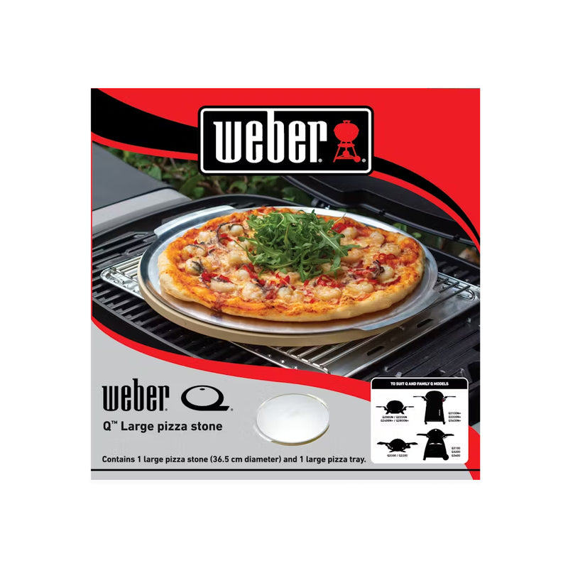36.5cm | Weber Q Pizza Stone With Easy Serve Tray Mk-2 Image Showing Product Box.