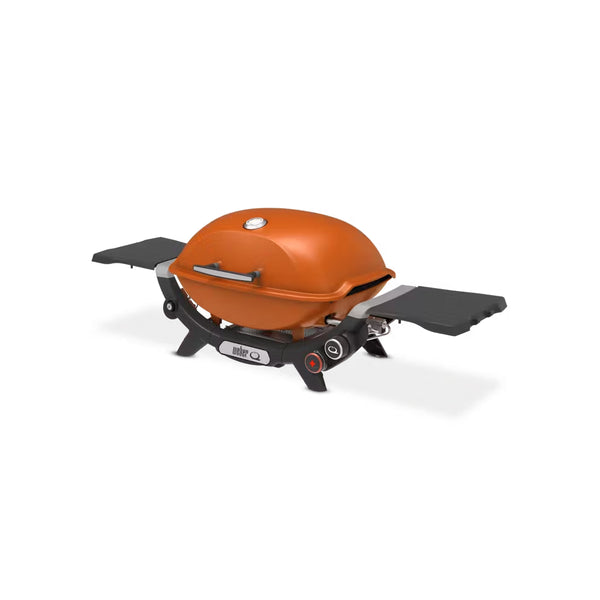 Sunset Orange |  Weber Q Limited Edition Premium BBQ (Q2800N+) Image Showing Side View.