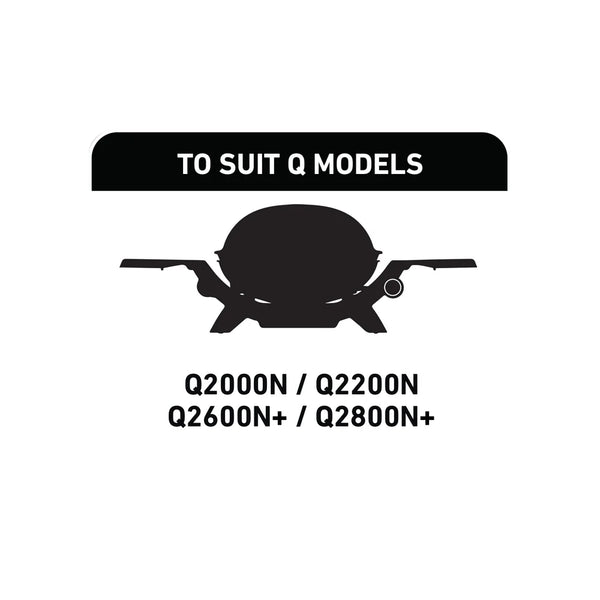 For All Q2000N Q2200N Q2600N+ Q2800N+ | Weber Q Roasting Pack Image Showing Which Models The Roast Pack Work With.
