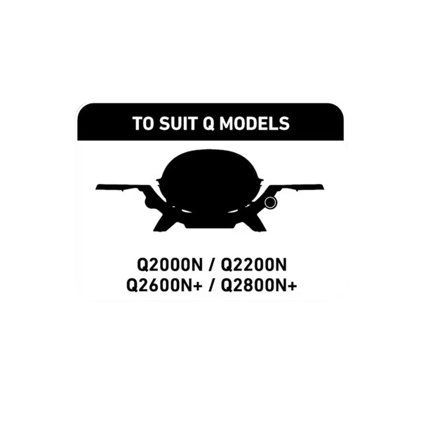 Silver | Weber Q2000N Q2200N Q2600N Q2800N Convection Tray 10 Pack Image Showing Which Models The  Trays Are Suitable For.