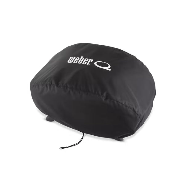 Black | Weber Q2000N Q2200N Q2600N+ Q2800+ Series Premium Barbecue Cover Image Showing Angled Top View.