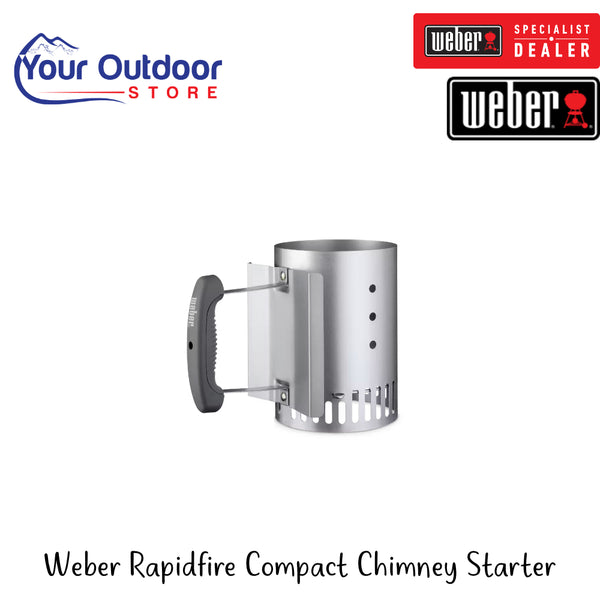 Weber Rapidfire Compact Chimney Starter | Hero Image Showing All Logos And Titles.