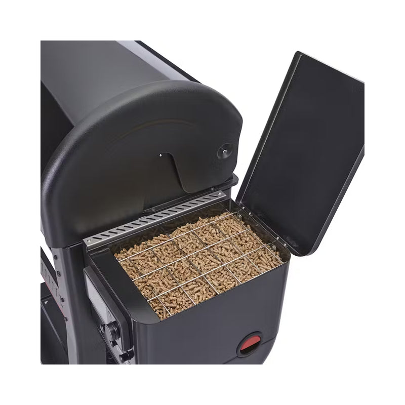 Black | Weber Searwood XL 600 Pellet BBQ Image Showing Top View Of The Pellet Box.