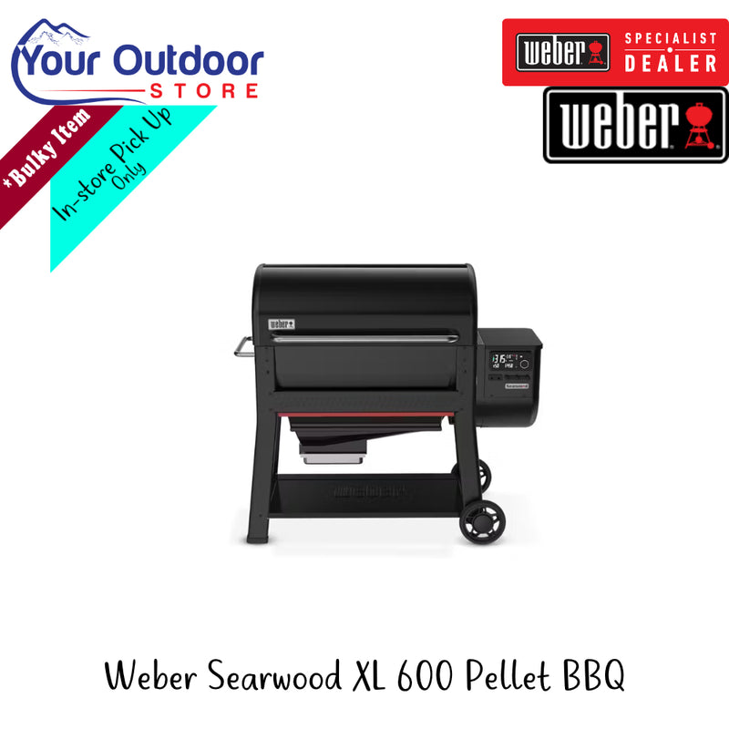 Weber Searwood XL 600 Pellet BBQ | Hero Image Showing All Logos And Titles.