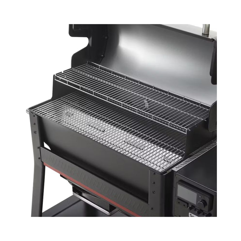 Black | Weber Searwood XL 600 Pellet BBQ Image Showing Top View Of The Inside.