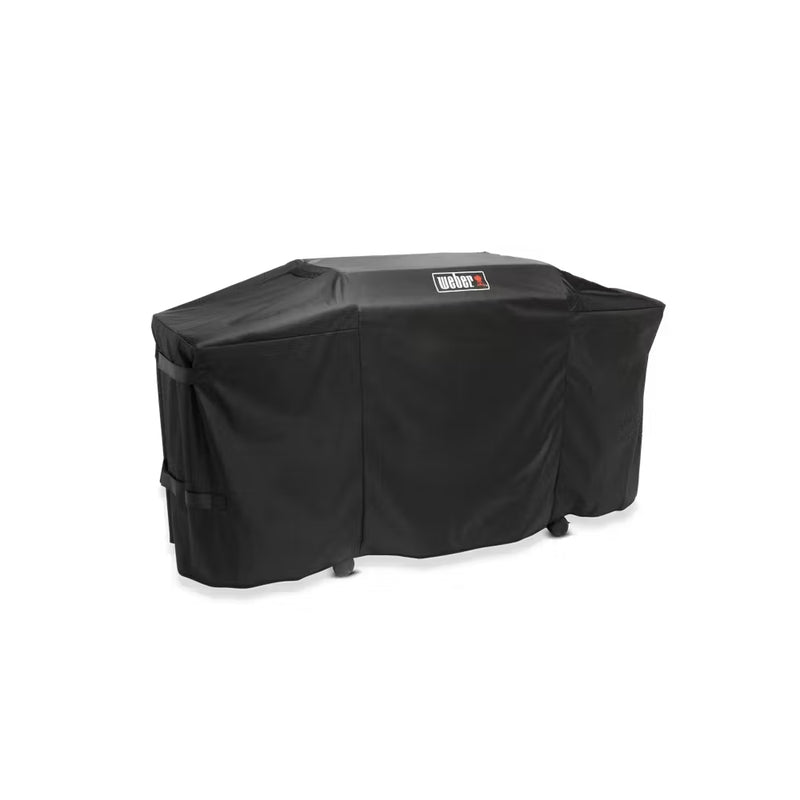 Black | Weber Slate 30 Inch Cover Image Showing Angled Side View, Right To Left.