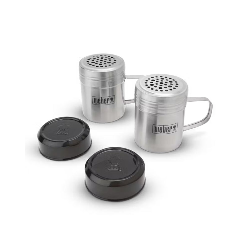 Weber Smashed Burger Set | Image Showing 2 Seasoning Shakers, With Caps Off, And In View.
