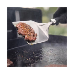 Weber Smashed Burger Set | Image Showing Wide Spatula Flipping  Smashed Patty.