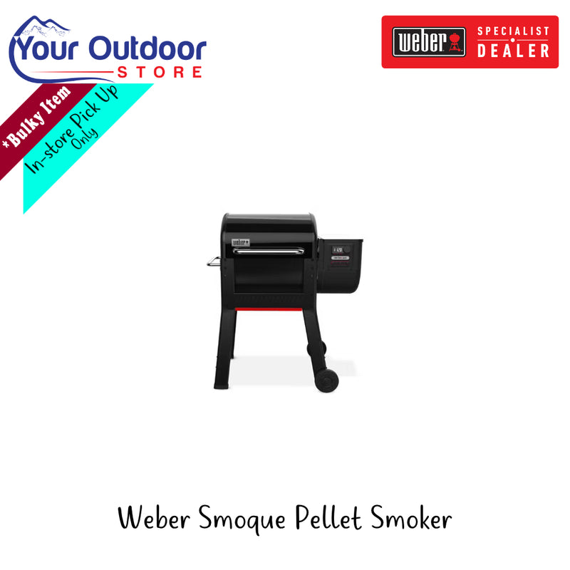 Weber Smoque Pellet Smoker | Hero Image Showing All Logos And Titles.