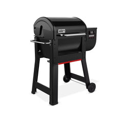 Black | Weber Smoque Pellet Smoker Image Showing Angled Side View.