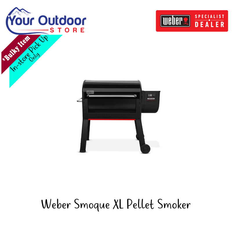 Weber Smoque XL Pellet Smoker | Hero Image Showing All Logos And Titles.