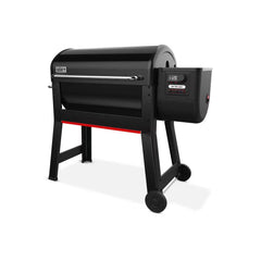 Black | Weber Smoque XL Pellet Smoker Image Showing Angled Side View.