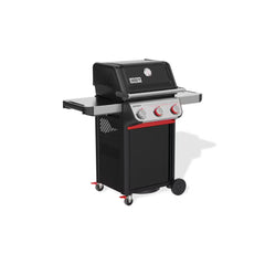 Black | Weber Spirit E-325 3 Burner Gas Barbecue Image Showing Angled Front View.
