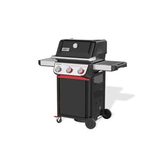 Black | Weber Spirit E-325 3 Burner Gas Barbecue Image Showing Angled Side View.