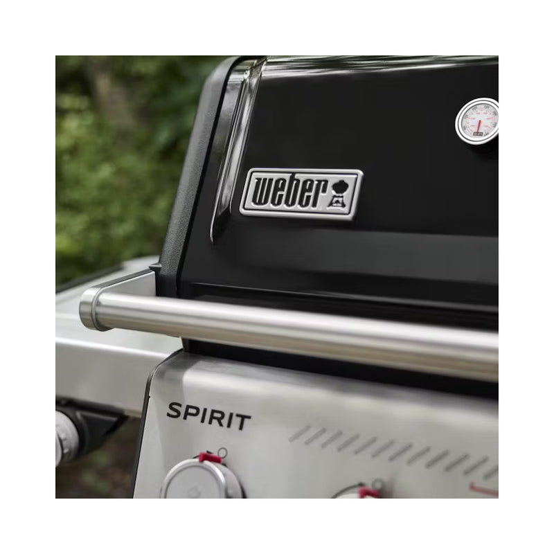 Black | Eber Spirit E-435 4 Burner Gas Barbecue Image Showing Close Up View Of The Logos.