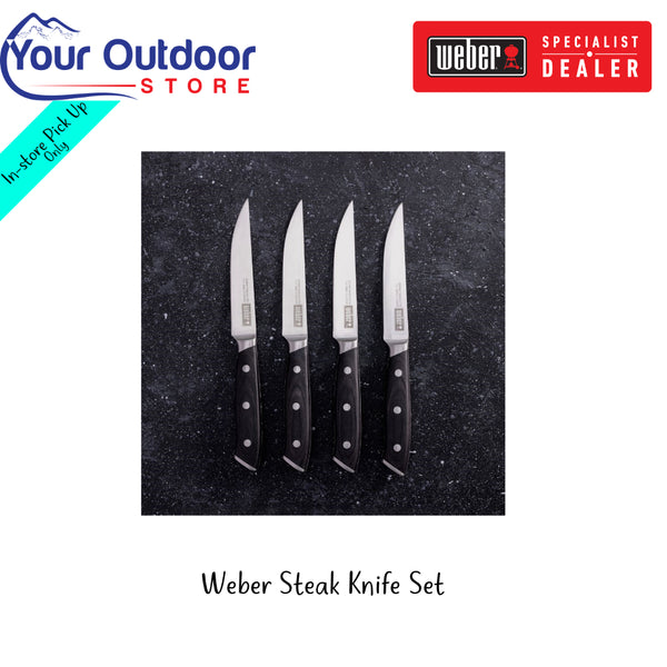 Weber Steak Knife Set | Hero Image Showing All Logos And Titles.