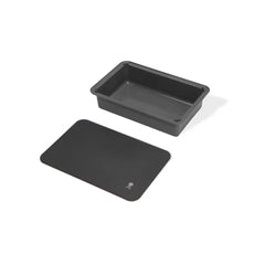 Weber Works Basin With Cutting Board | Image Showing Basin And Lid Apart Cutting Board Side Up.