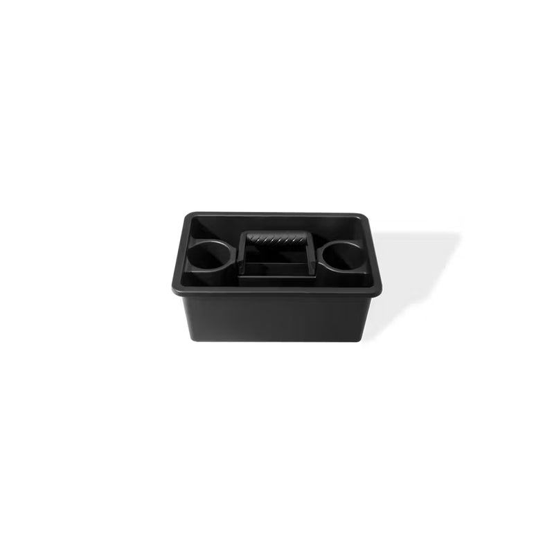 Black | Weber Works Caddy With Tray Lid Image Showing Angled Top, Front View With Lid Off.