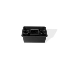Black | Weber Works Caddy With Tray Lid Image Showing Angled Top, Front View With Lid Off.