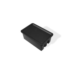 Black | Weber Works Caddy With Tray Lid Image Showing Top Angled View With Lid On.