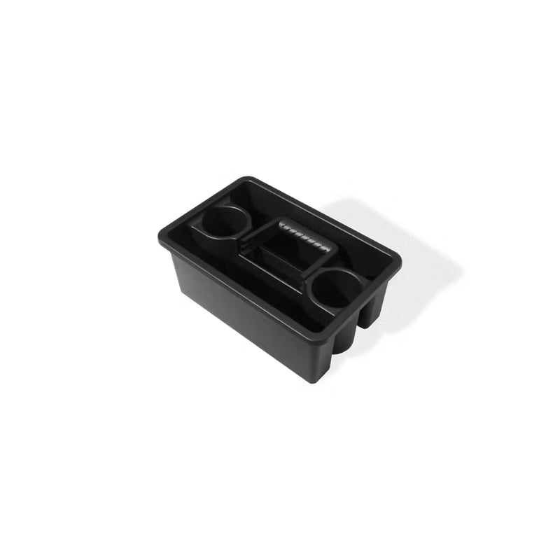 Black | Weber Works Caddy With Tray Lid Image Showing Angled Top View With Lid Off.