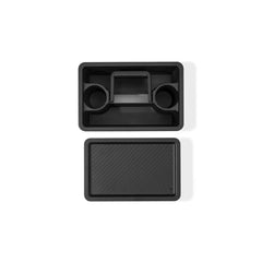 Black | Weber Works Caddy With Tray Lid Image Showing Top View Of Caddy With Lid Off.