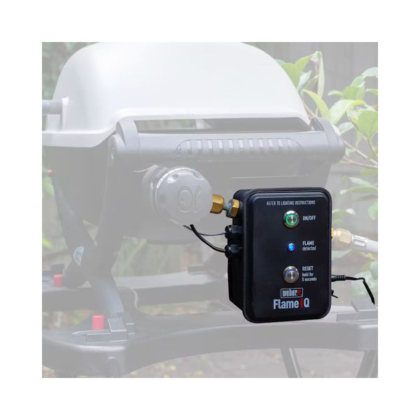Weber® Flame iQ® to suit Baby Q Classic 2nd Generation | Image Showing The Flame IQ Connected To A Weber BBQ (BBQ Not Included).